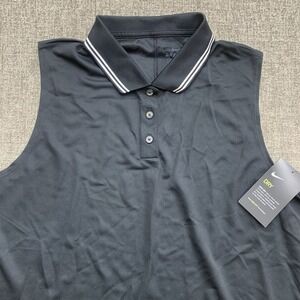 Nike Sleeveless Polo Women's Sz XL Shirt Dri‎ Fit Black Collar Golf